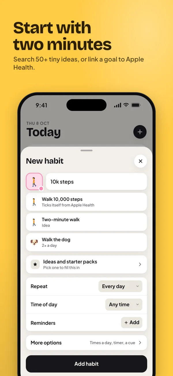 New habit with two-minute ideas